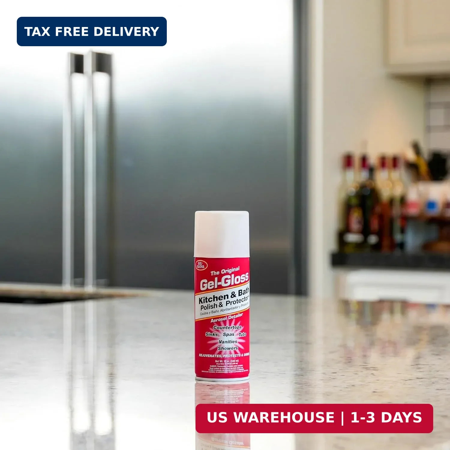 Gel Gloss Cleaner 12 Ounce Aerosol Safe for Acrylics Stainless Steel and More