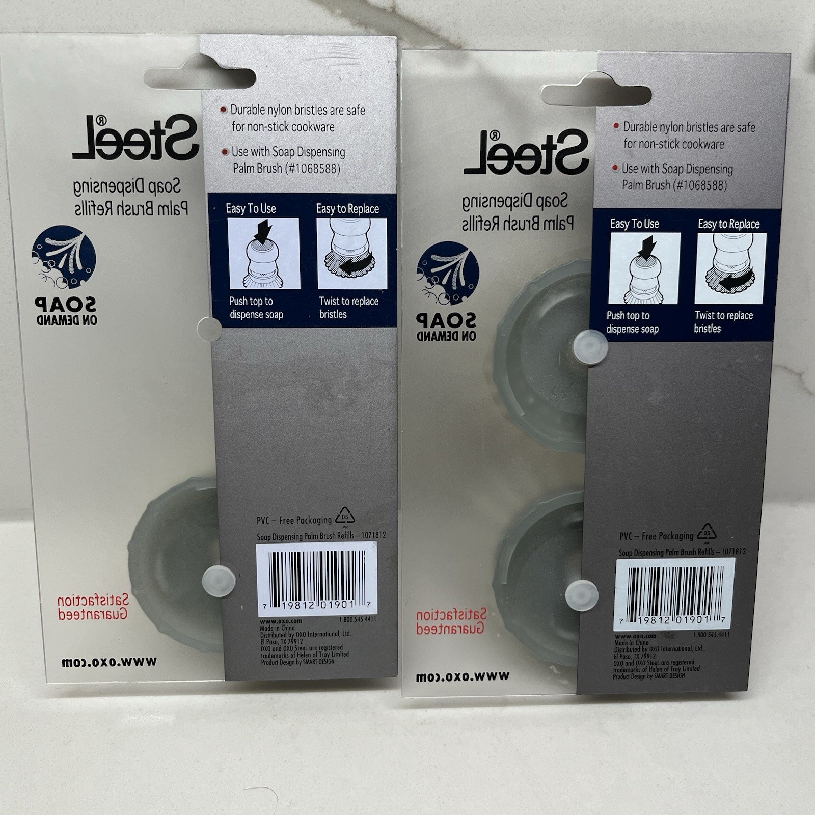 New 3 OXO Steel Soap On Demand Dispensing Nylon Palm Brush Refills fits 1068588