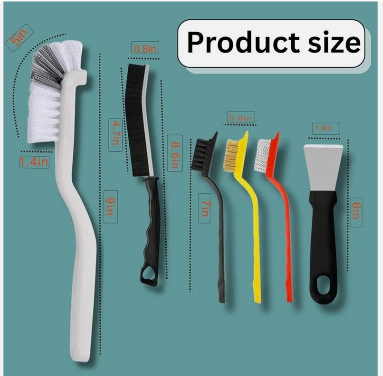 Multi-Surface Scrub Brush Set Heavy-Duty Cleaning Kitchen Bathroom Grout Tile US
