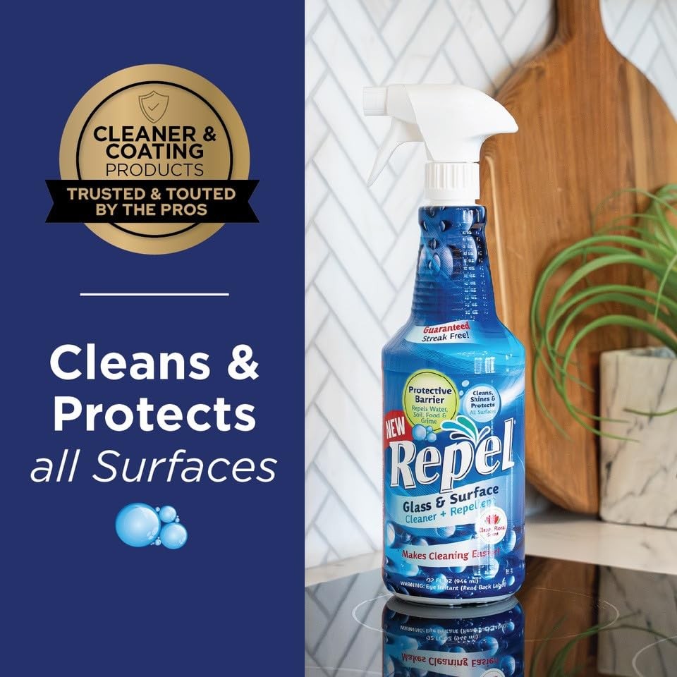 REPEL Glass & Surface Cleaner 32 fl. oz. – Cleans & Repels water spots and di…
