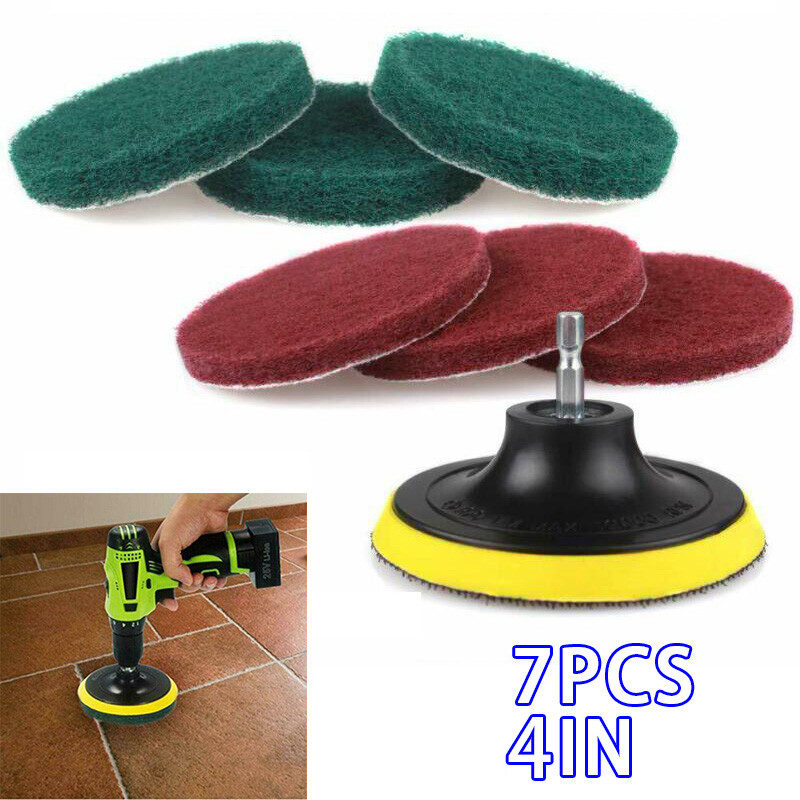 7 Pcs 4″ Drill Brush Set Power Scrubber Cleaning Kits Scrub Tub Cleaner