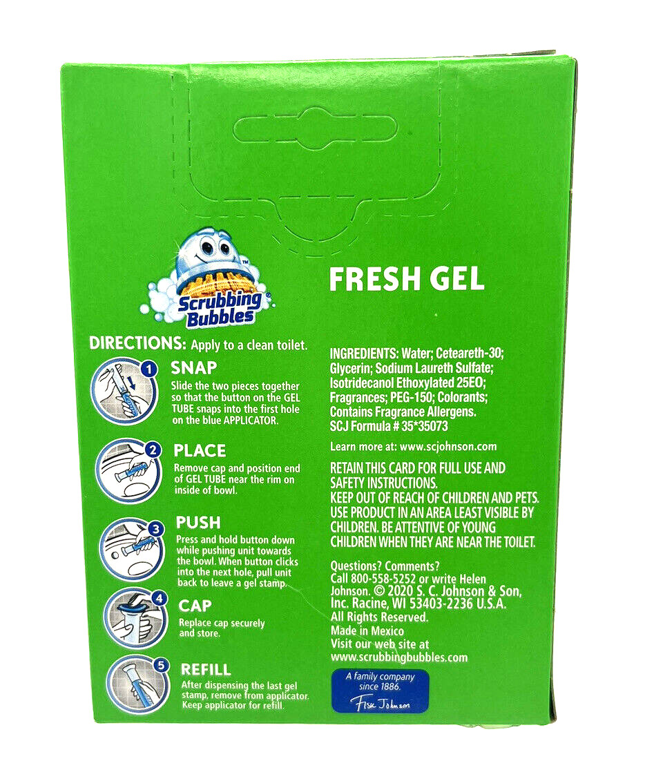 2 X Scrubbing Bubbles Rainshower Toilet Cleaning Stamp Fresh Gel, 12 Refills Ea