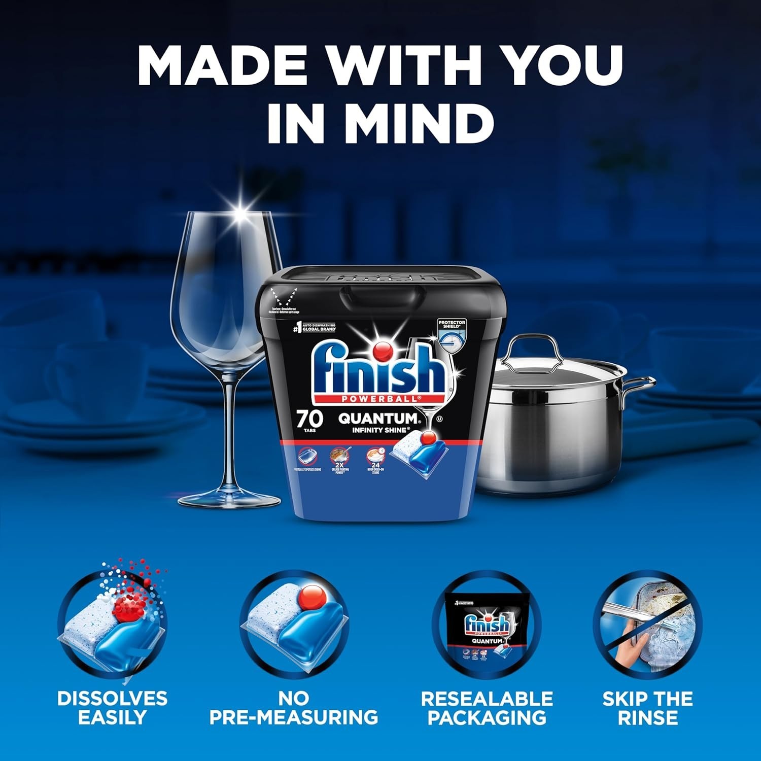 Finish: Quantum Infinity Shine Dishwasher Pods – Spotless Clean (70 Count)