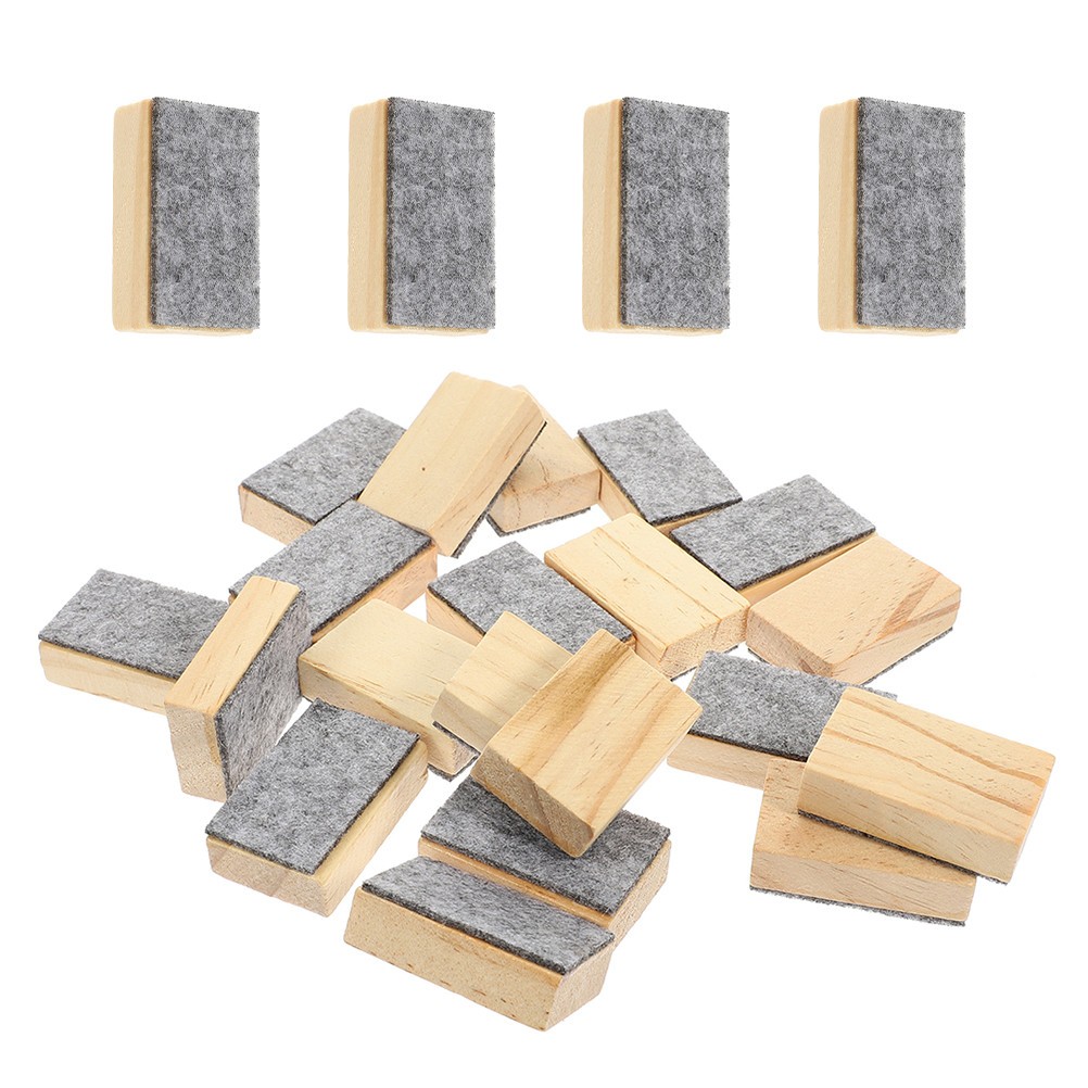 24 Pcs Small Felt Wood Eraser for Classroom Office and Home Cleaning