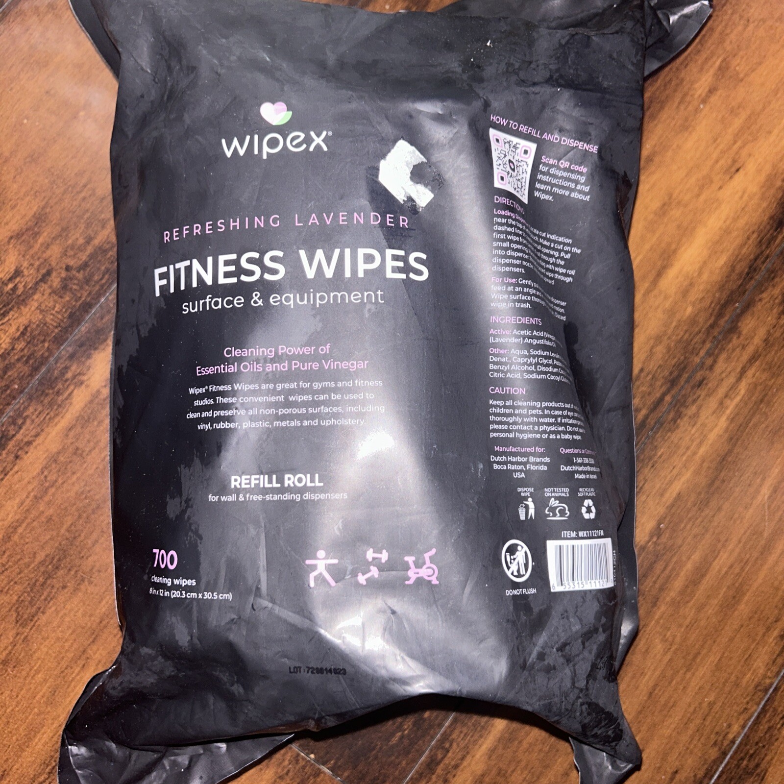 Wipex Gym & Fitness Wipes Refill Pack 700 Large Natural Wipes with Vinegar & Lem