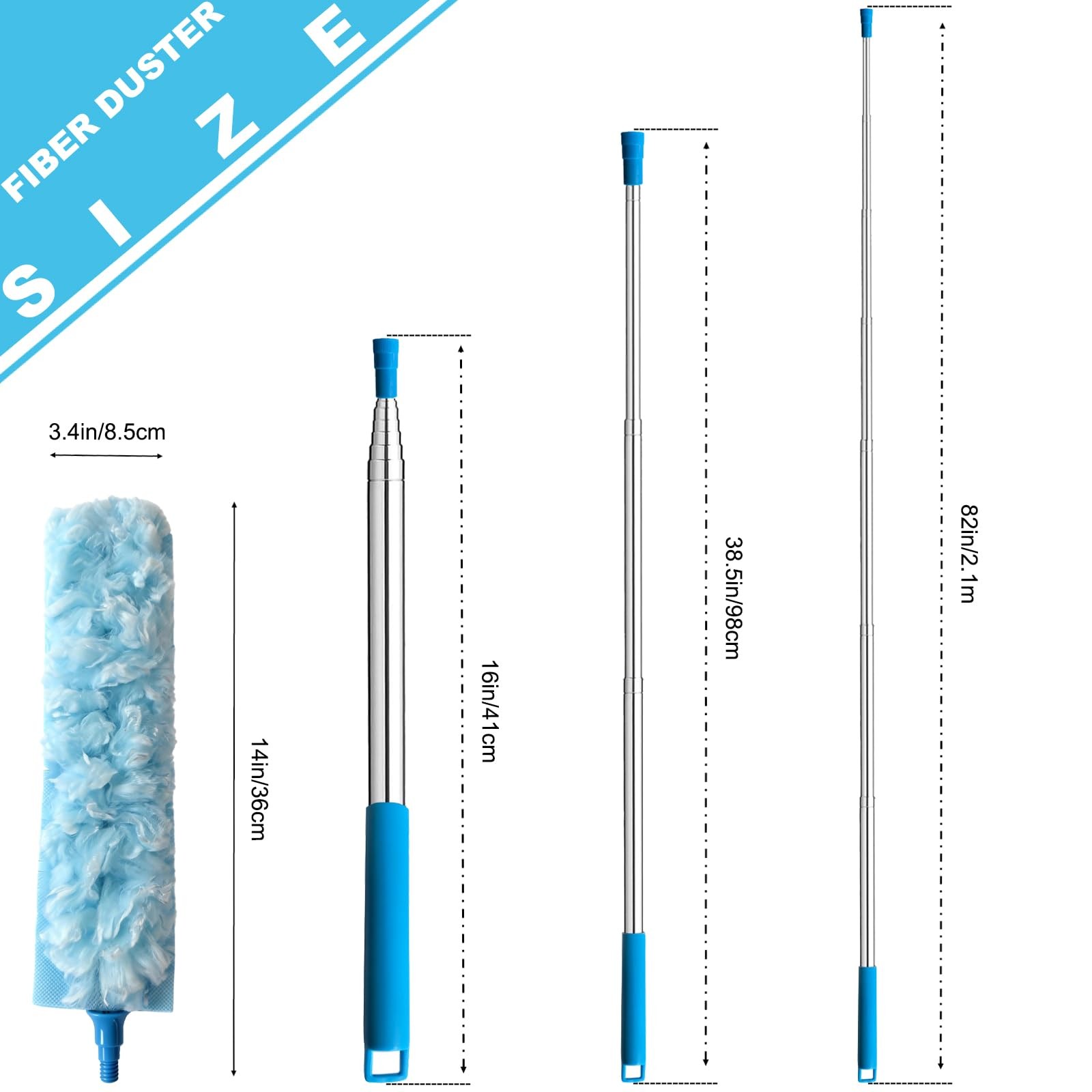 100 Inch Extended Handle Duster Heavy Duty Dusting 360° Duster Refills Kit, M…