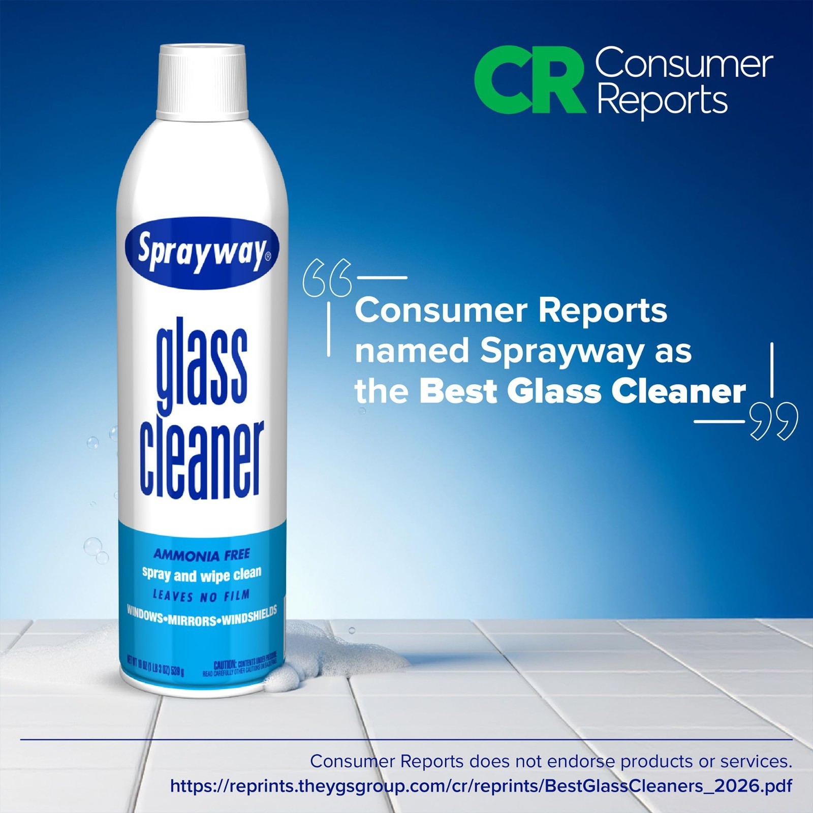 Streak-Free Foaming Glass Cleaner Spray, 19 oz, 12-Pack for Home & Auto Use