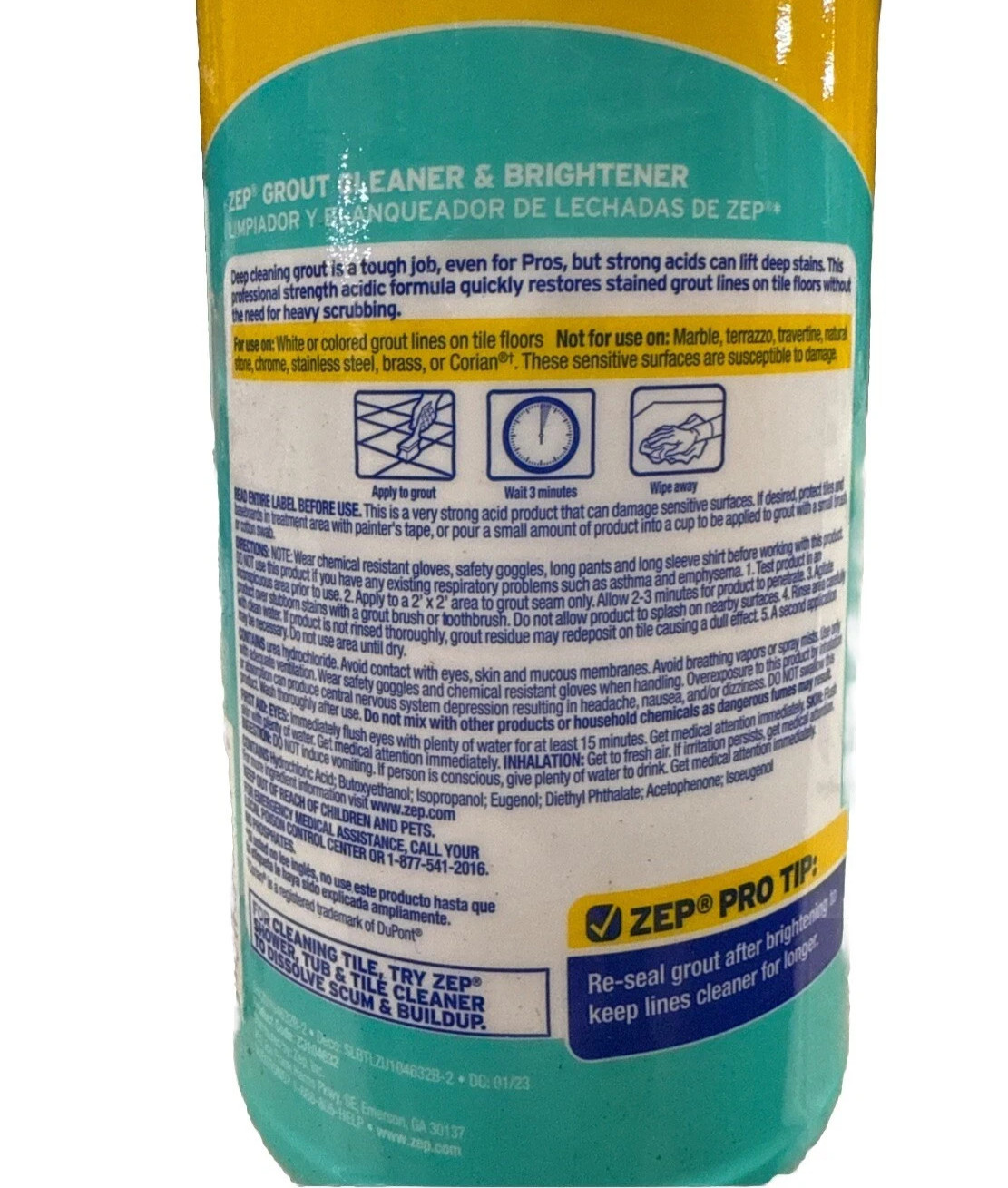 2 Pack ZEP Grout Cleaner and Brightener Non Abrasive 32oz each Viral Cleaner
