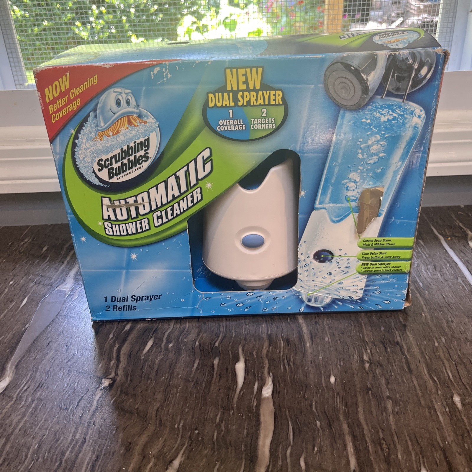 New automatic shower cleaner. Scrubbing bubbles w/ dual sprayer & 2 refills