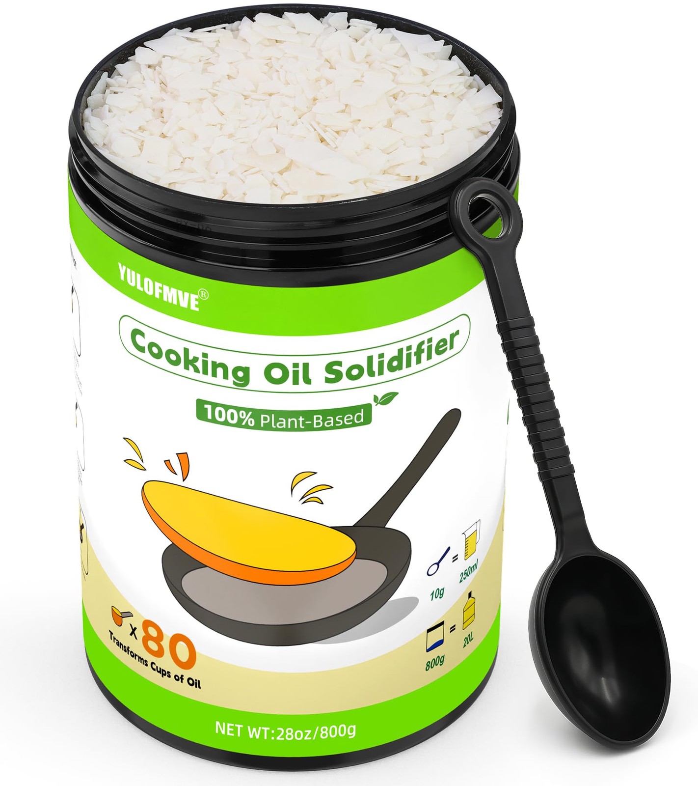 YULOFMVE Cooking Oil Solidifier Powder, Solidifies Up to 80 Cups from Mess, 1…