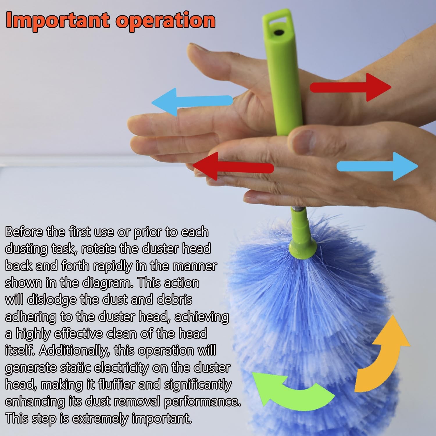 4 Pack Washable Electrostatic Duster, Extendable Pole 25″ to 55″, Feather Dus…