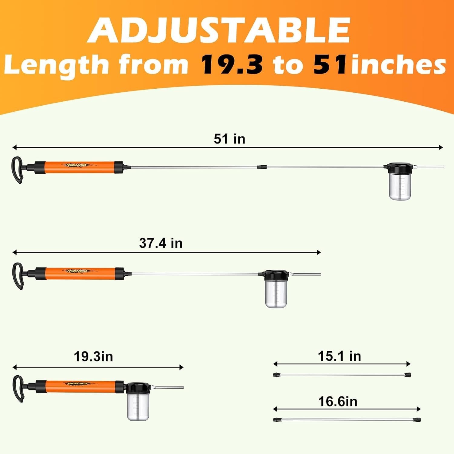 Diatomaceous Earth Powder Duster with 4FT Adjustable Rod & 250ml Tank – Clog-Fre