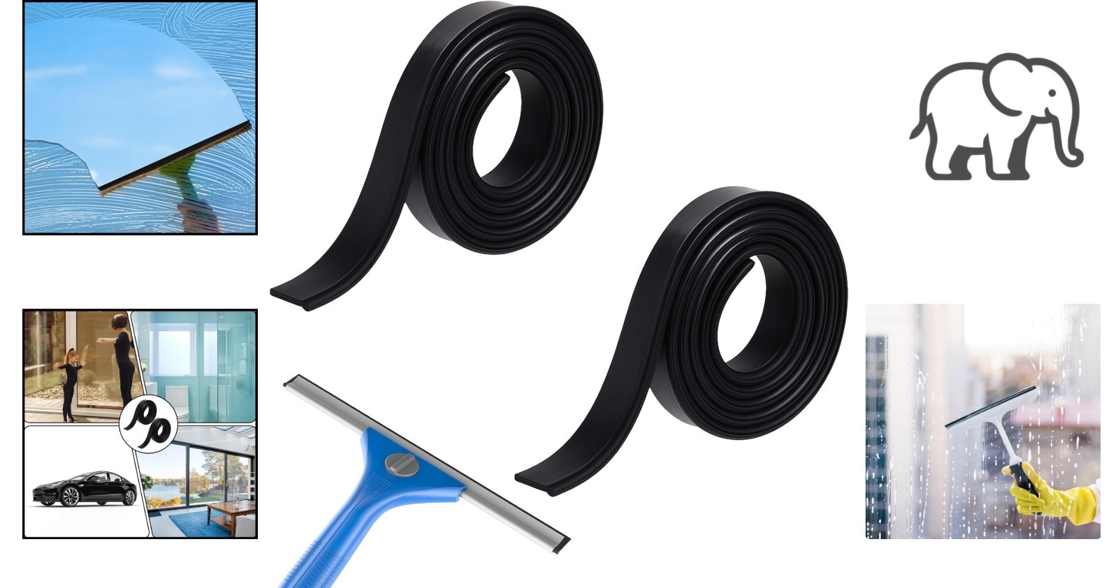 Modern 41-Inch Rubber Squeegees for Streak-Free Shower Glass & Windows – 2 Pack