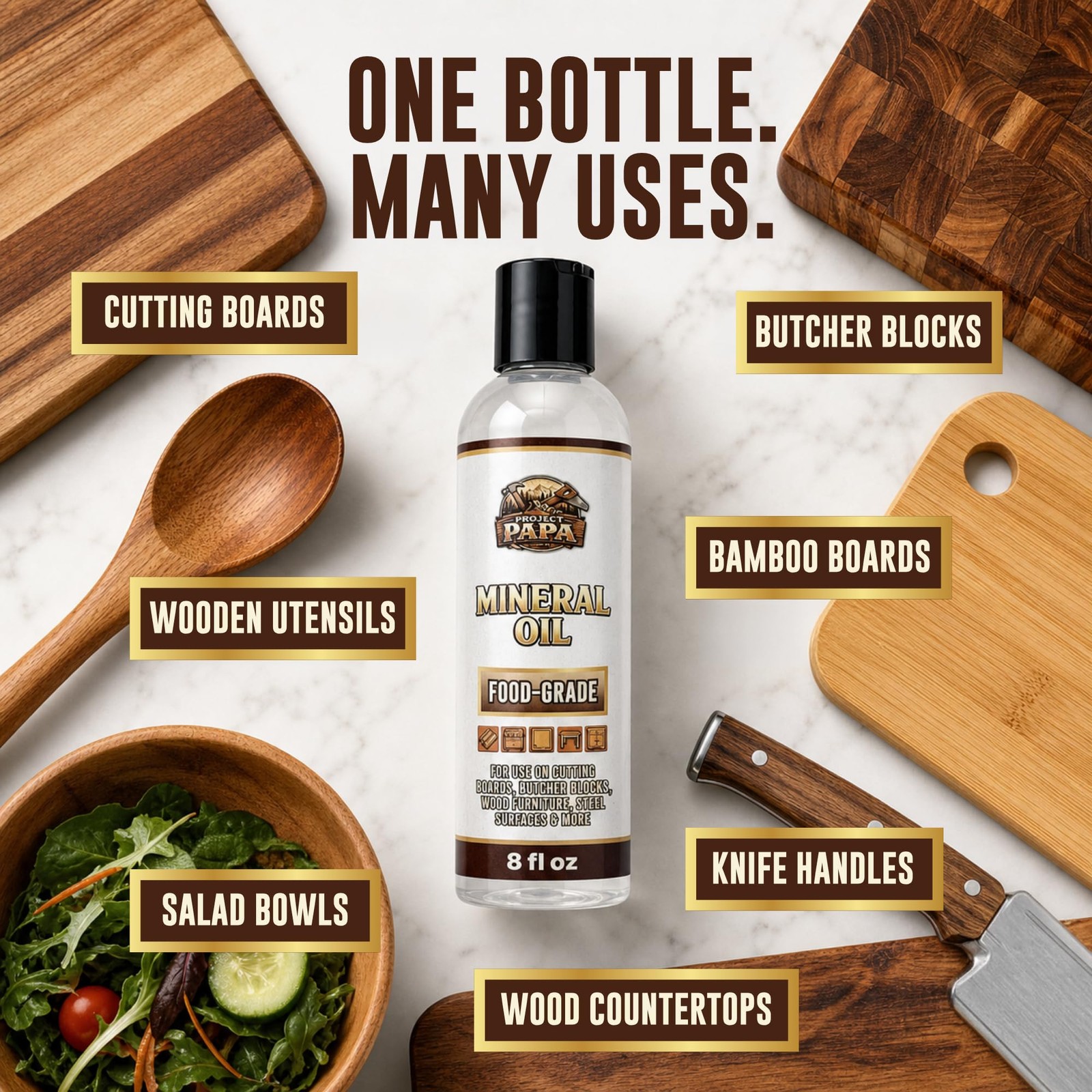 Food Grade Mineral Oil for Cutting Boards & Butcher Block – USP 100% Pure & O…
