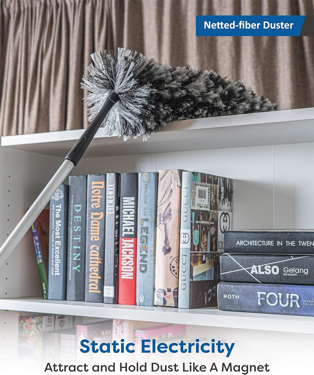 Feather Duster Kit with 5.6Ft Extension Pole, 4 Dusting Brush for Cleaning Home