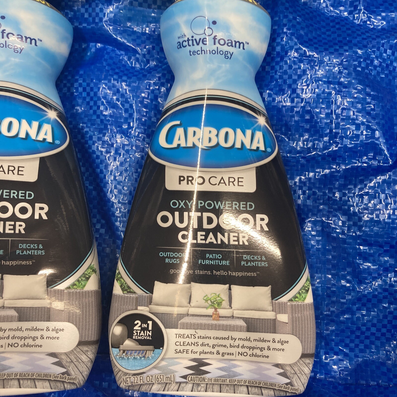 CARBONA PRO OXY OUTDOOR CLEANER 2-1 Stain Removal Active Foam 22oz Lot Of 2