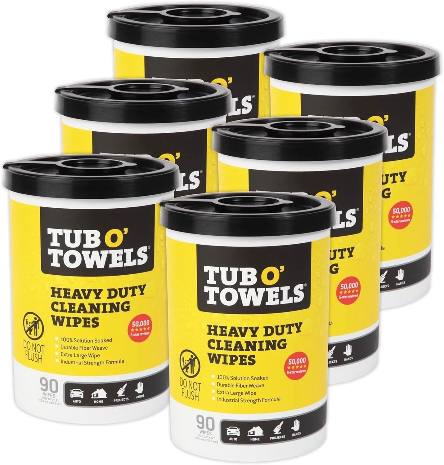 Heavy Duty Cleaning Wipes 10″x12″ 90ct 6pk – Tough Stain Remover, Gentle Skin