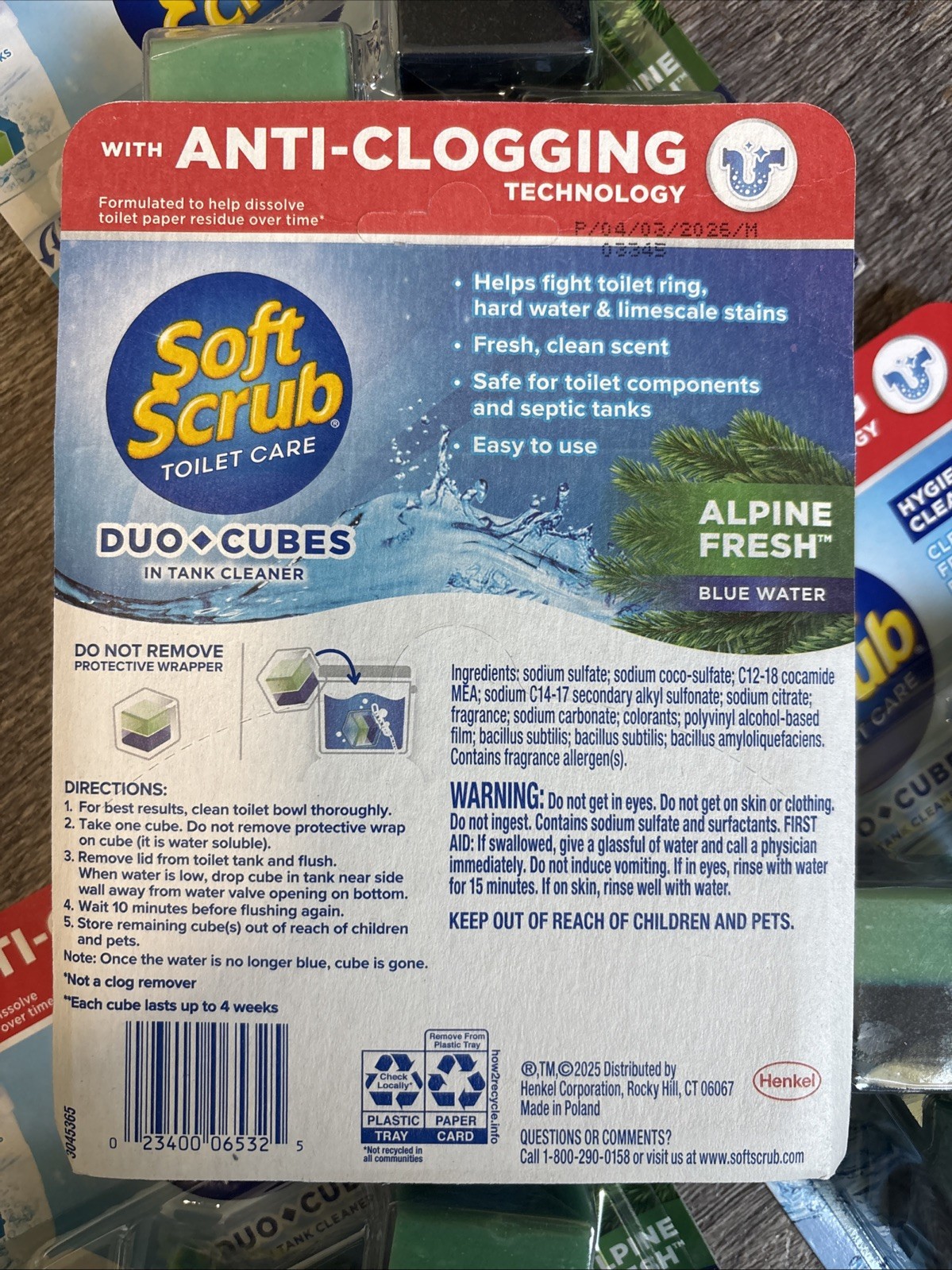 Soft Scrub In-Tank Toilet Cleaner Duo-Cubes, Alpine Fresh, 4ct, Pack of 4