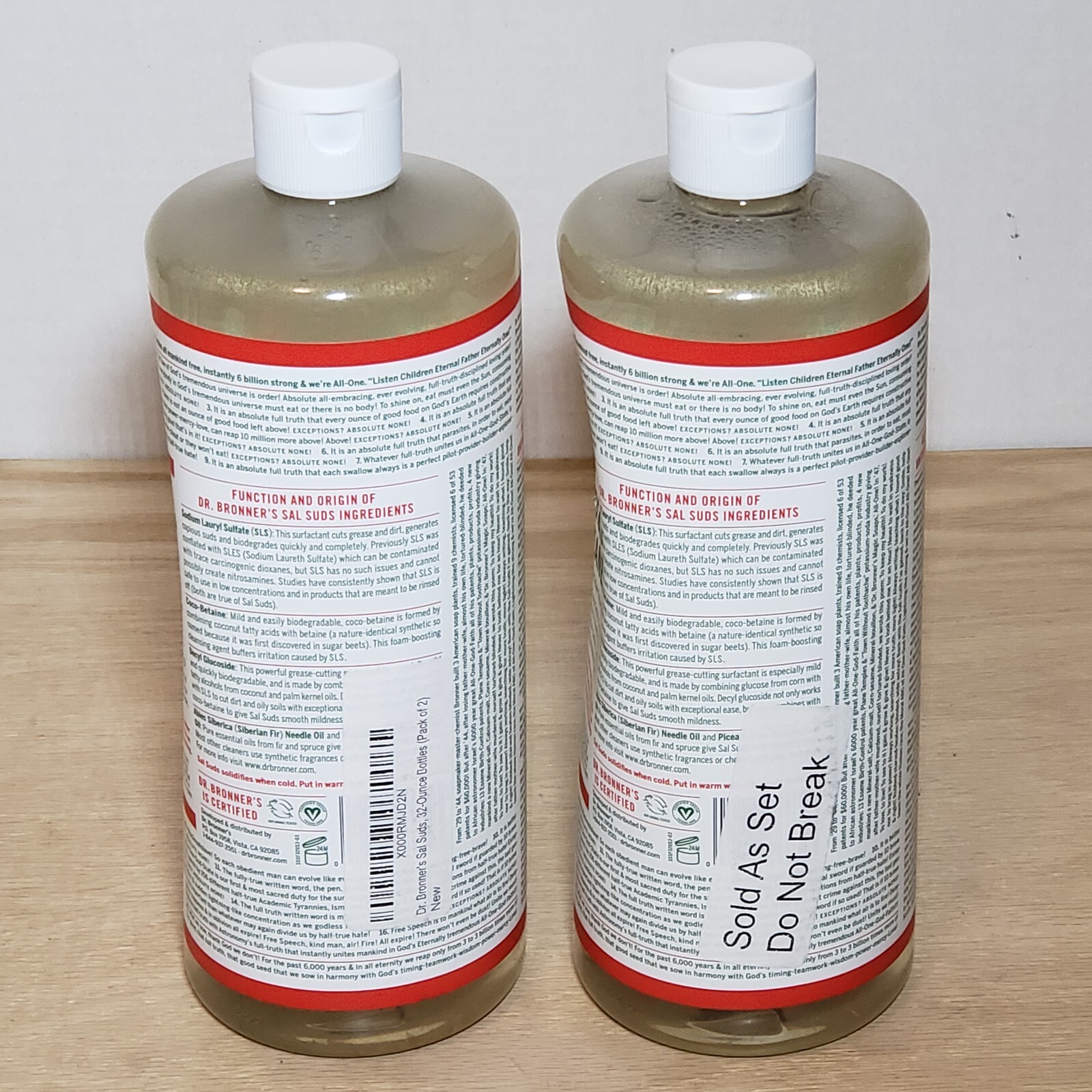 Dr.Bronner’s – Sal Suds Biodegradable Cleaner (32oz) 2 Pack Brand New Free Ship