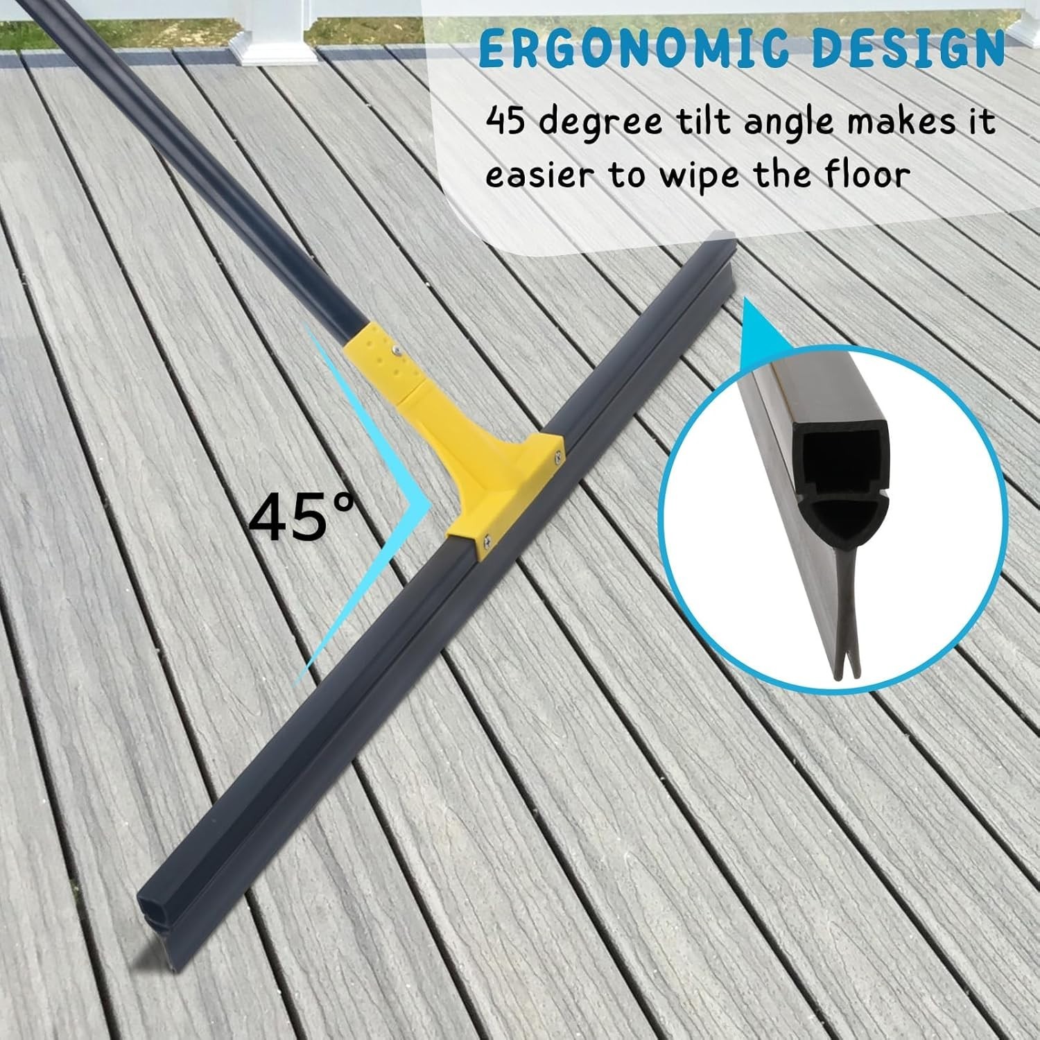 Ergonomic Long Handle Squeegee for Comfortable Indoor and Outdoor Cleaning