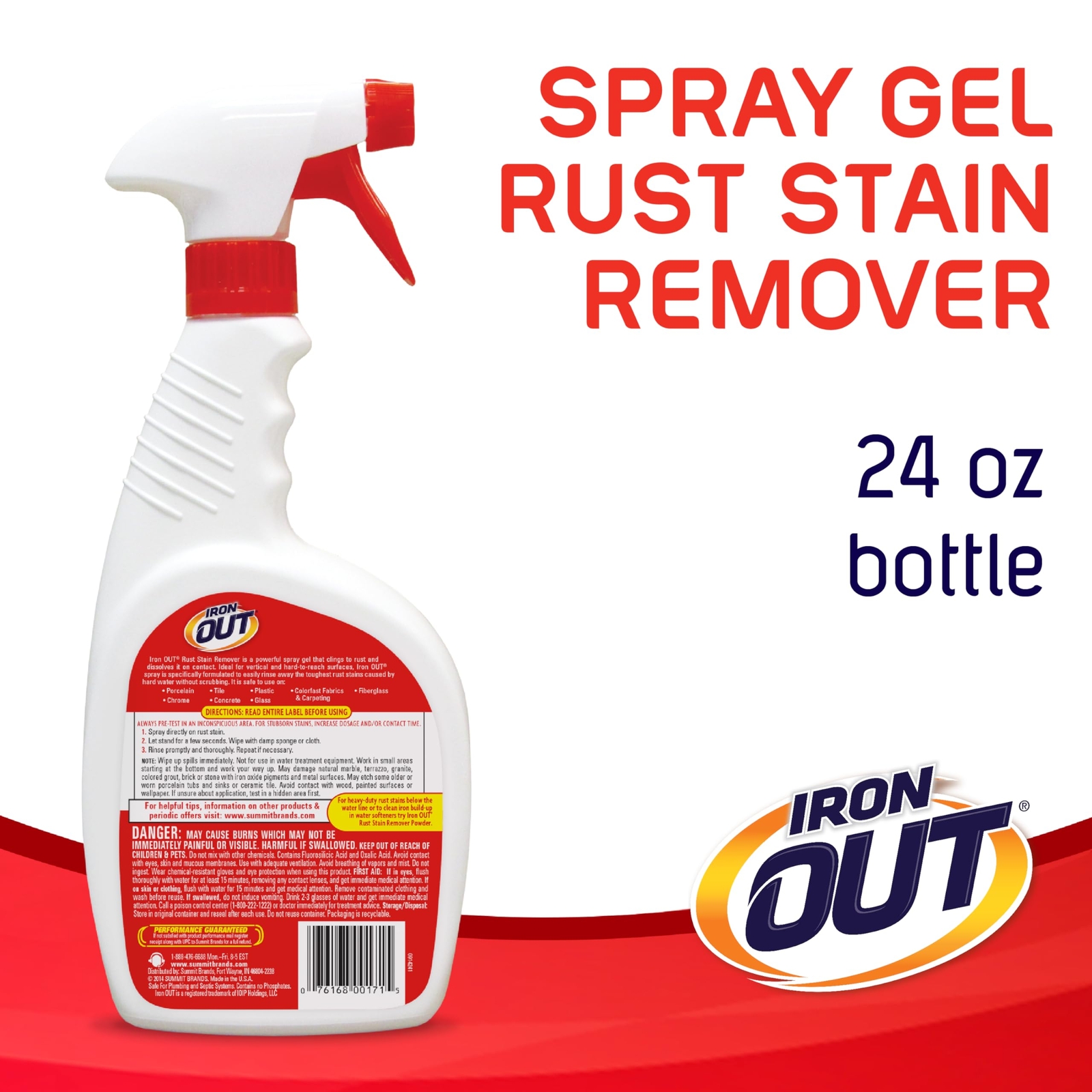 Heavy Duty Rust Stain Remover Spray Gel 24 Fl Oz No Scrubbing Required