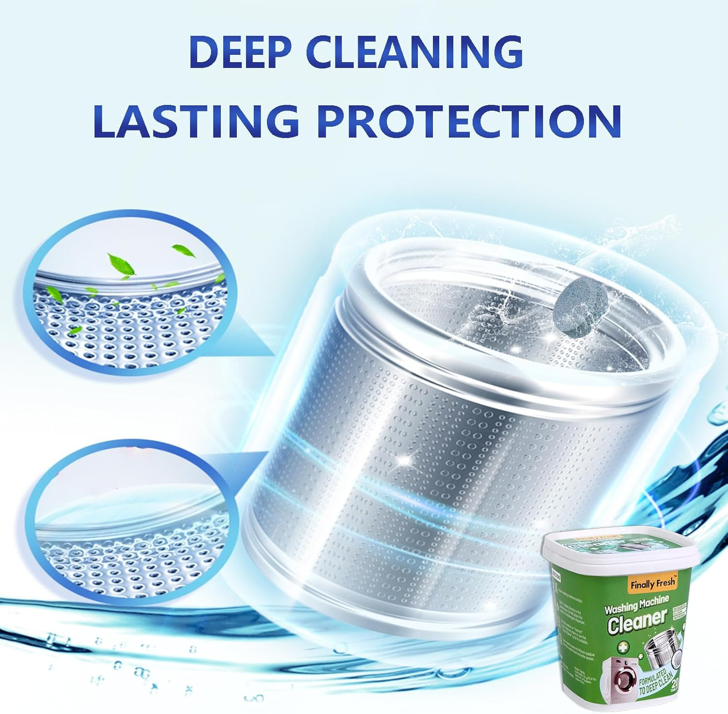 Finally Fresh Washing Machine Cleaner for Front Loaders & Top Loaders, 20 Packs