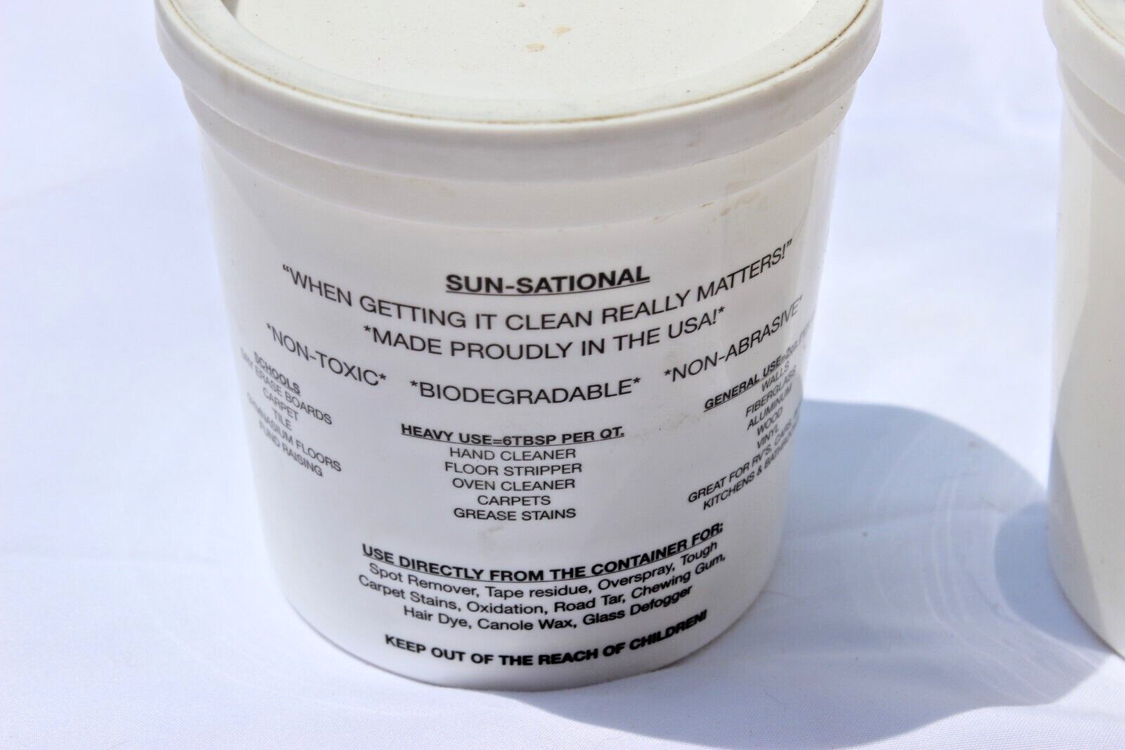 LOT of 2 TUBS of SUN-SATIONAL SUPER CONCENTRATED MULTI PURPOSE CLEANER