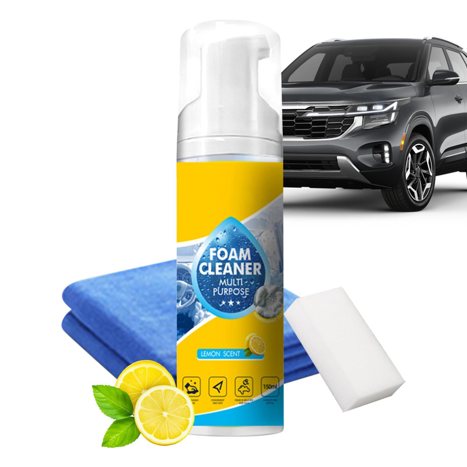 4-in-1 Multi-Enzyme Foam Cleaner, All-Purpose Spray 150ml with Sponge & Towel