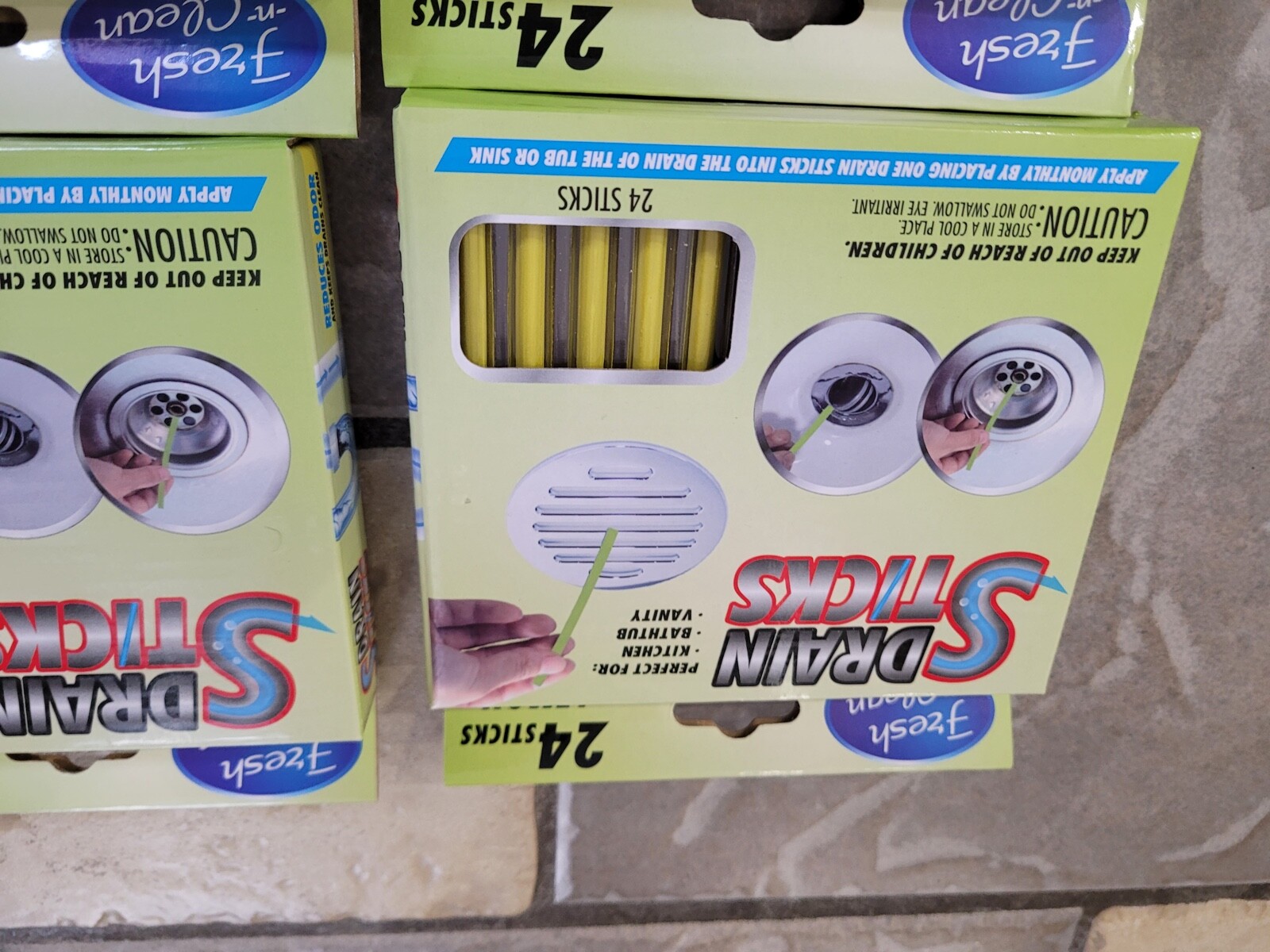 LOT 8 PACKAGES DRAIN STICKS FOR KITCHEN BATH CLEANS FRESHENS DRAINS 192 STICKS