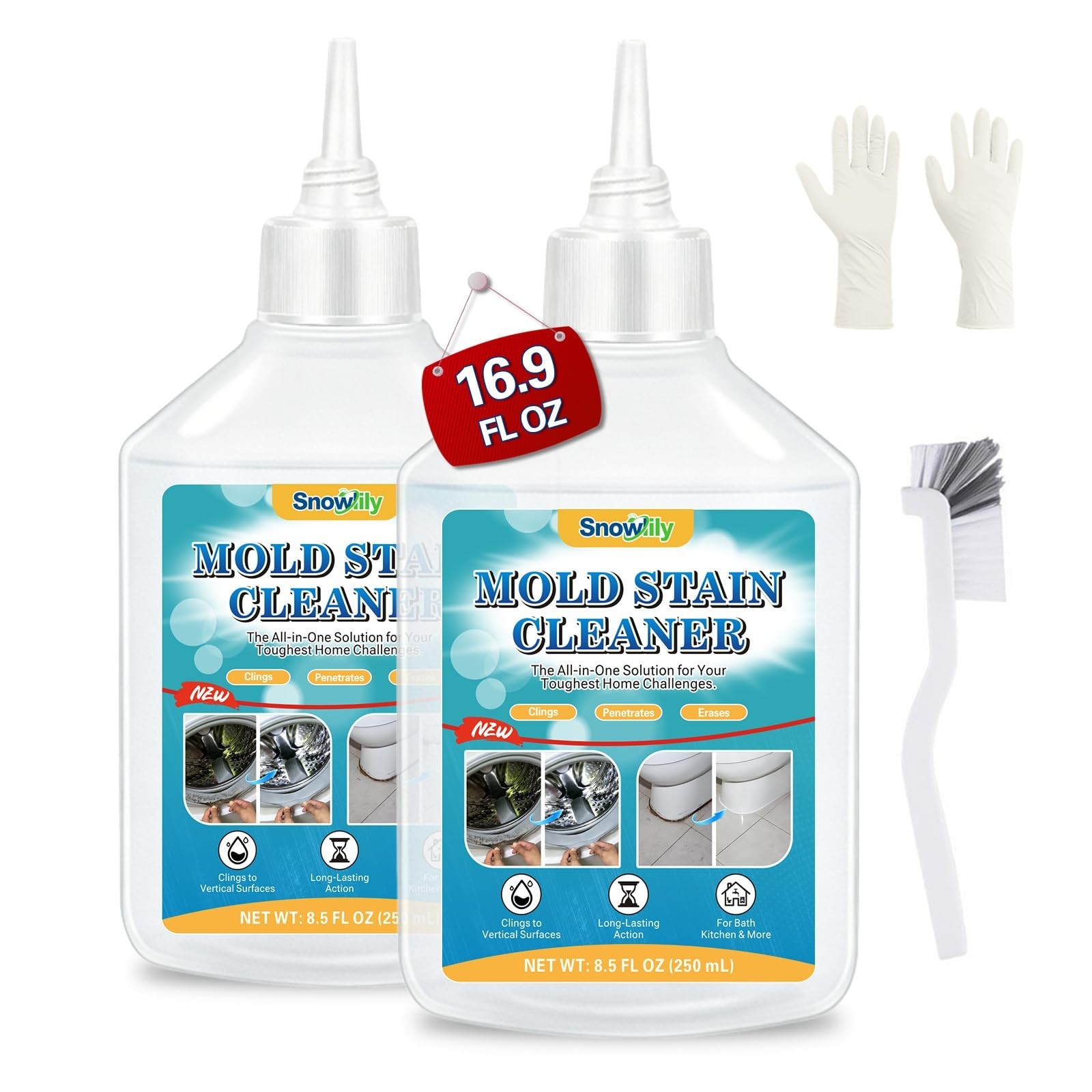 Heavy-Duty Mold Stain Remover Gel 16.9 Fl Oz – Cleaner for Grout, Bathroom, Wash