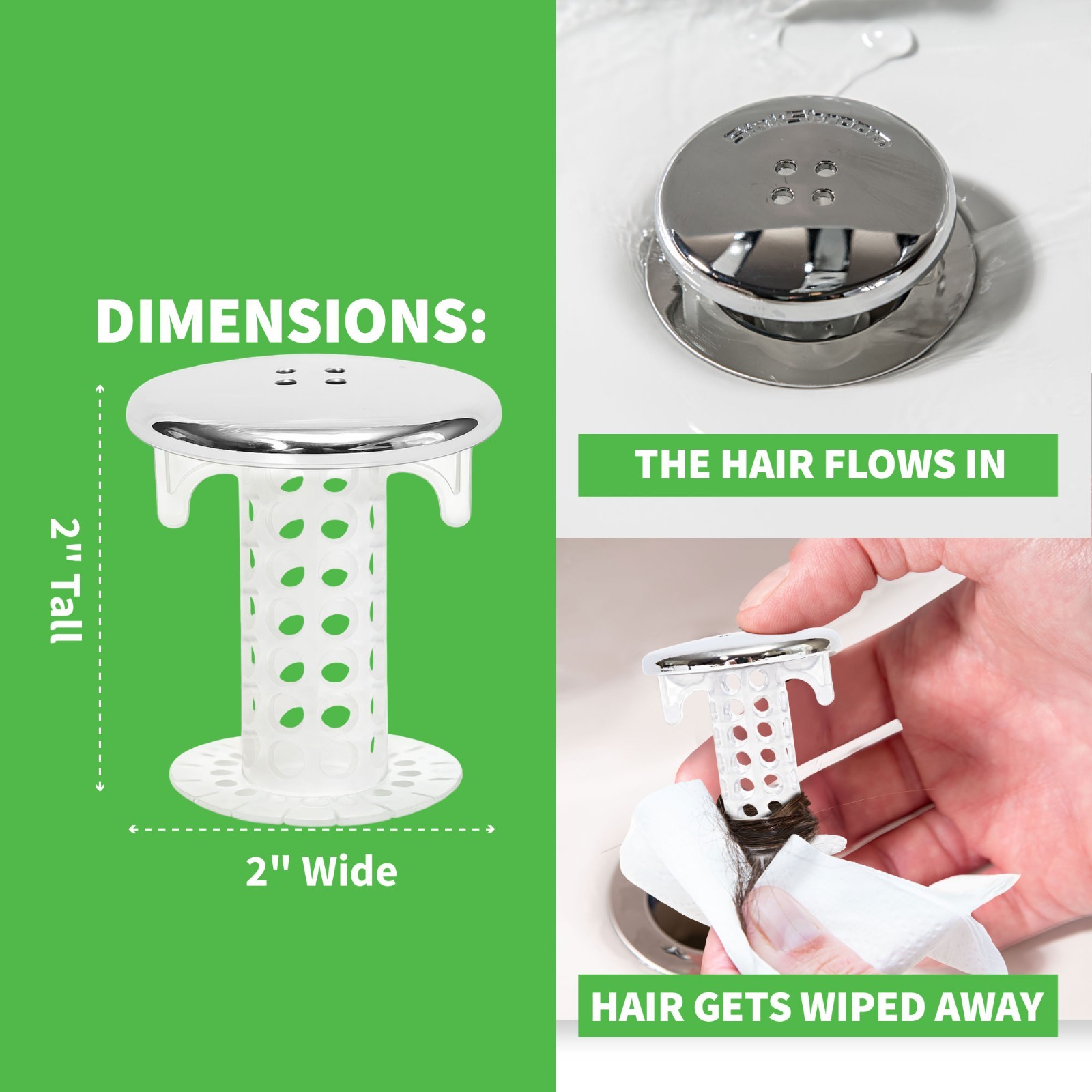 SinkShroom® Chrome Award-Winning Drain Hair Catcher Strainer Snare by TubShroom