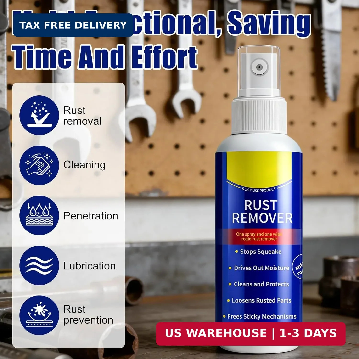 2Pcs Rust Remover Spray for Metal, 2026 Upgrade Anti-Rust Spray, Multi-Functiona