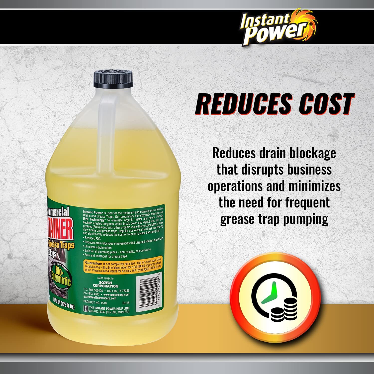 Instant Power 1 Gallon Eco Friendly Drain Cleaner Enzyme Clog Remover