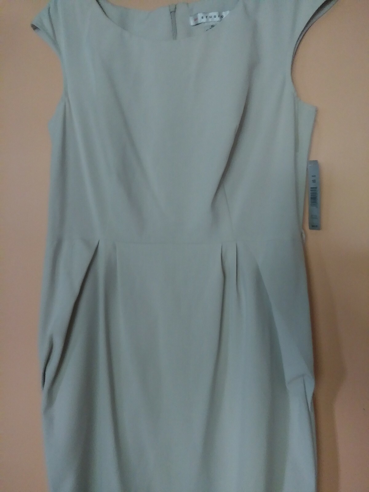 AA STUDIO AA CASUAL DRESS KHAKI SIZE 10 STRETCH NWT POLY RAYON SPANDEX SLEEVELES