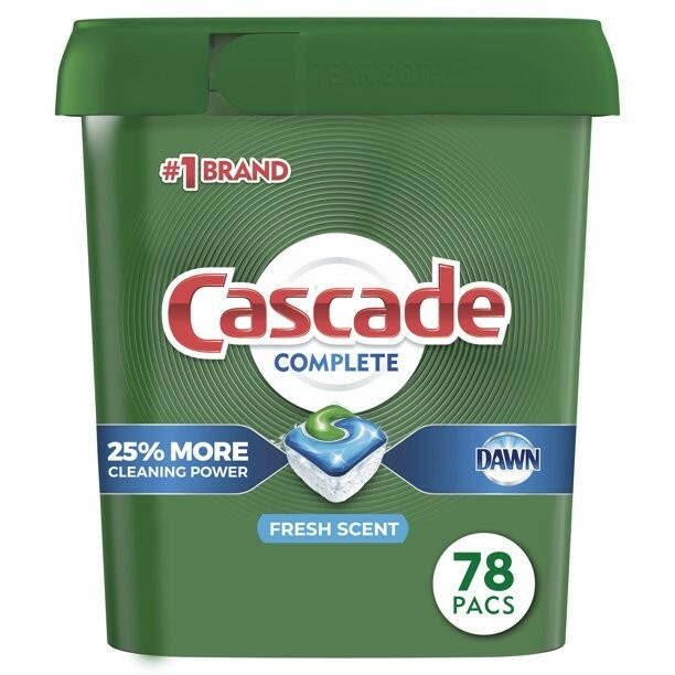 Cascade Complete Action Pacs Dishwasher Detergent, Fresh Scent, 156 Ct