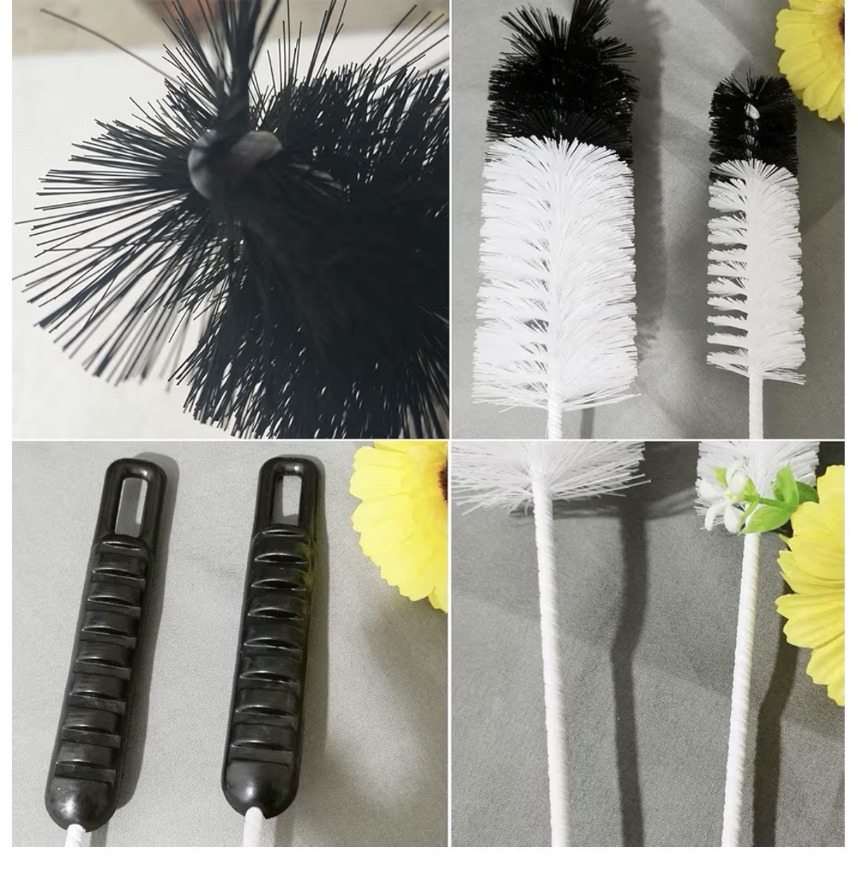 Coralpearl Bottle Brushes Thin Long Handle X 4, Utility Skinny Wire Cleaner Set