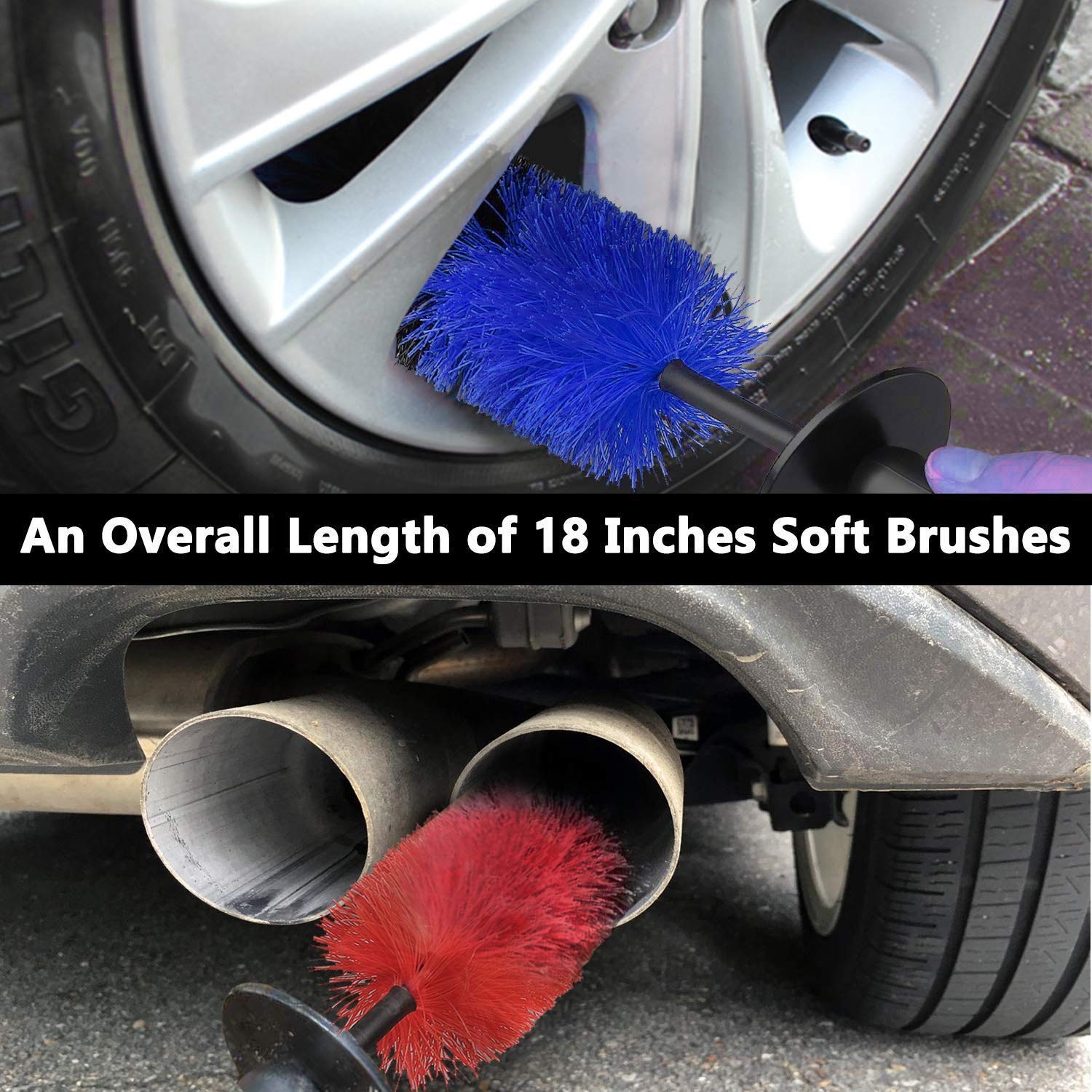 2-Pack Master Wheel Brush, Easy Reach Wheel and Rim Detailing Brush 18’’ Long…