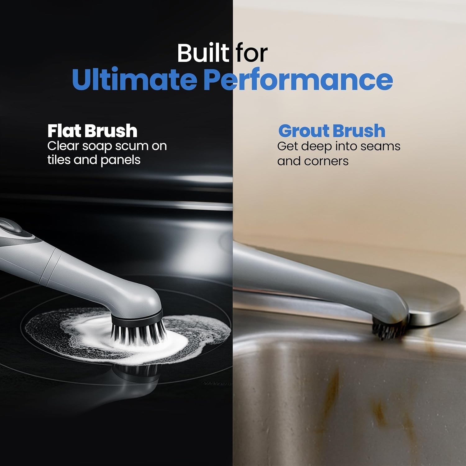 Cordless Electric Spin Scrubber Bathroom Shower Tile Grout Cleaning Brush IPX6