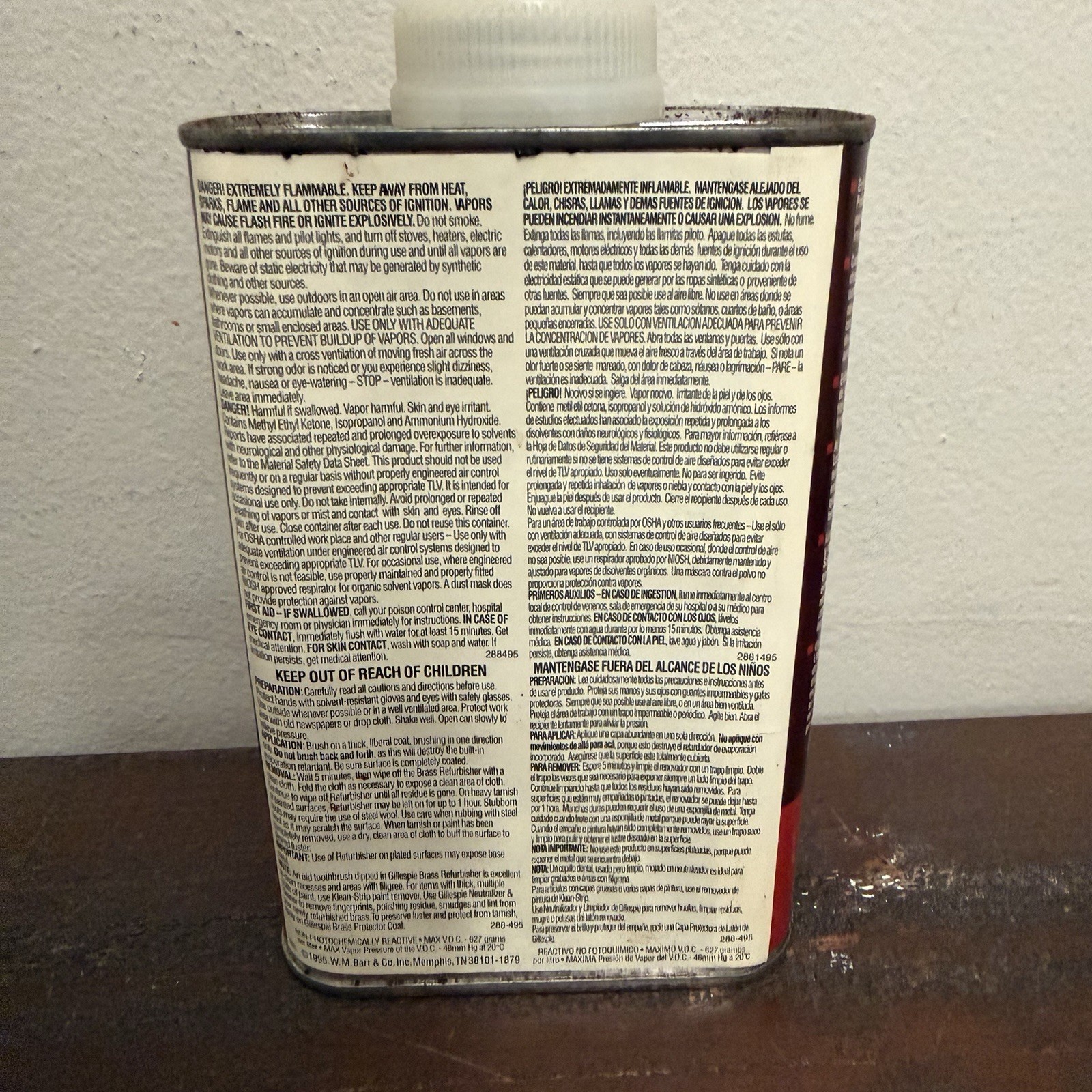 Vtg Gillespie Brass Restorer ’95 Tin Prop Usa BR86.1 Household Cleaner 50%