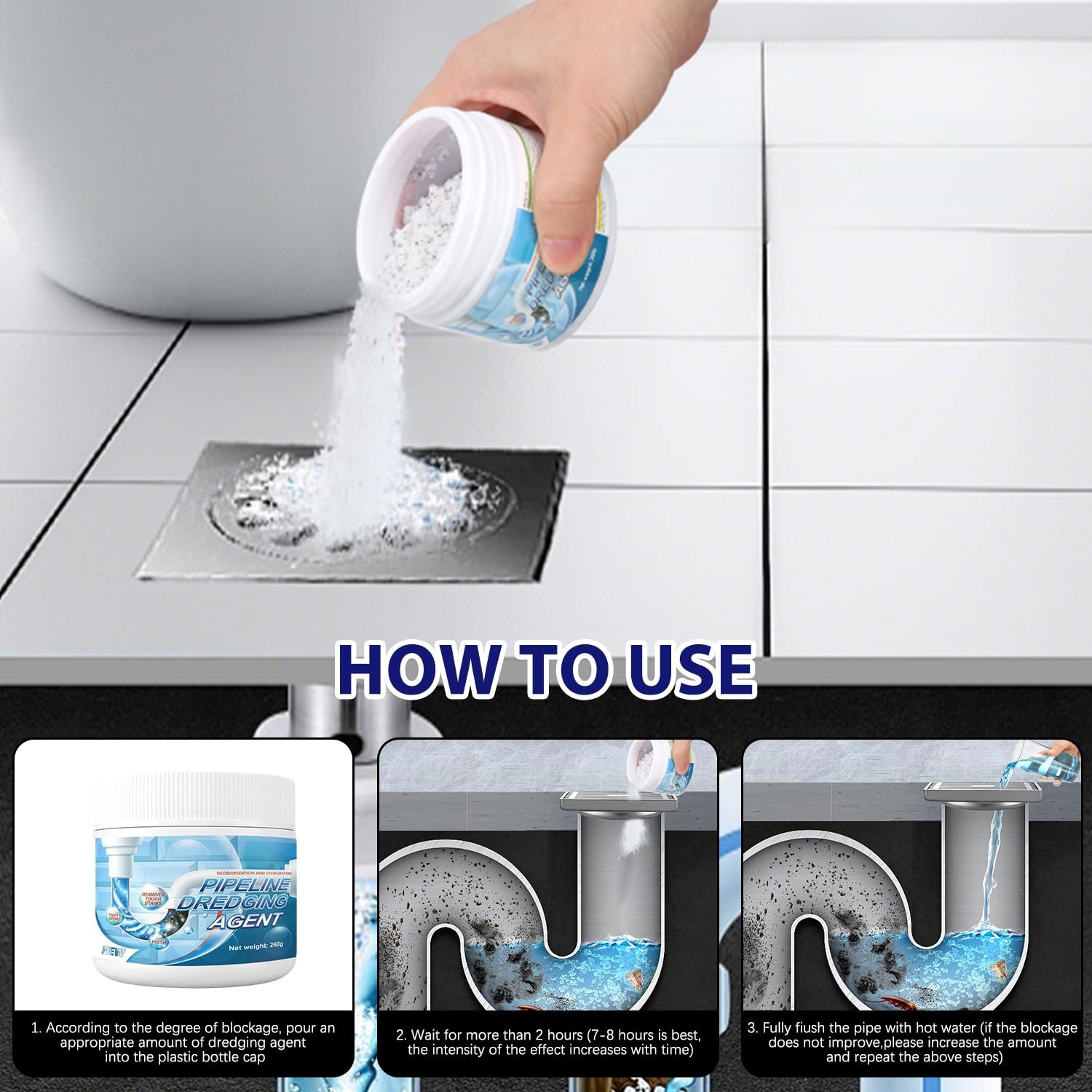 2Pcs Powerful Drain Opener, Pipeline Dredging Agent, New Sink Drain Cleaner, …