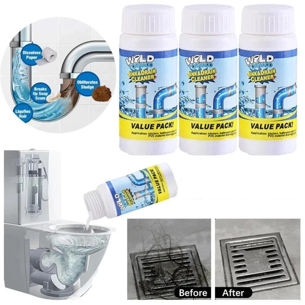 1~5x Wild Tornado Powerful Sink Drain Cleaner High Efficiency Clogging Cleaner