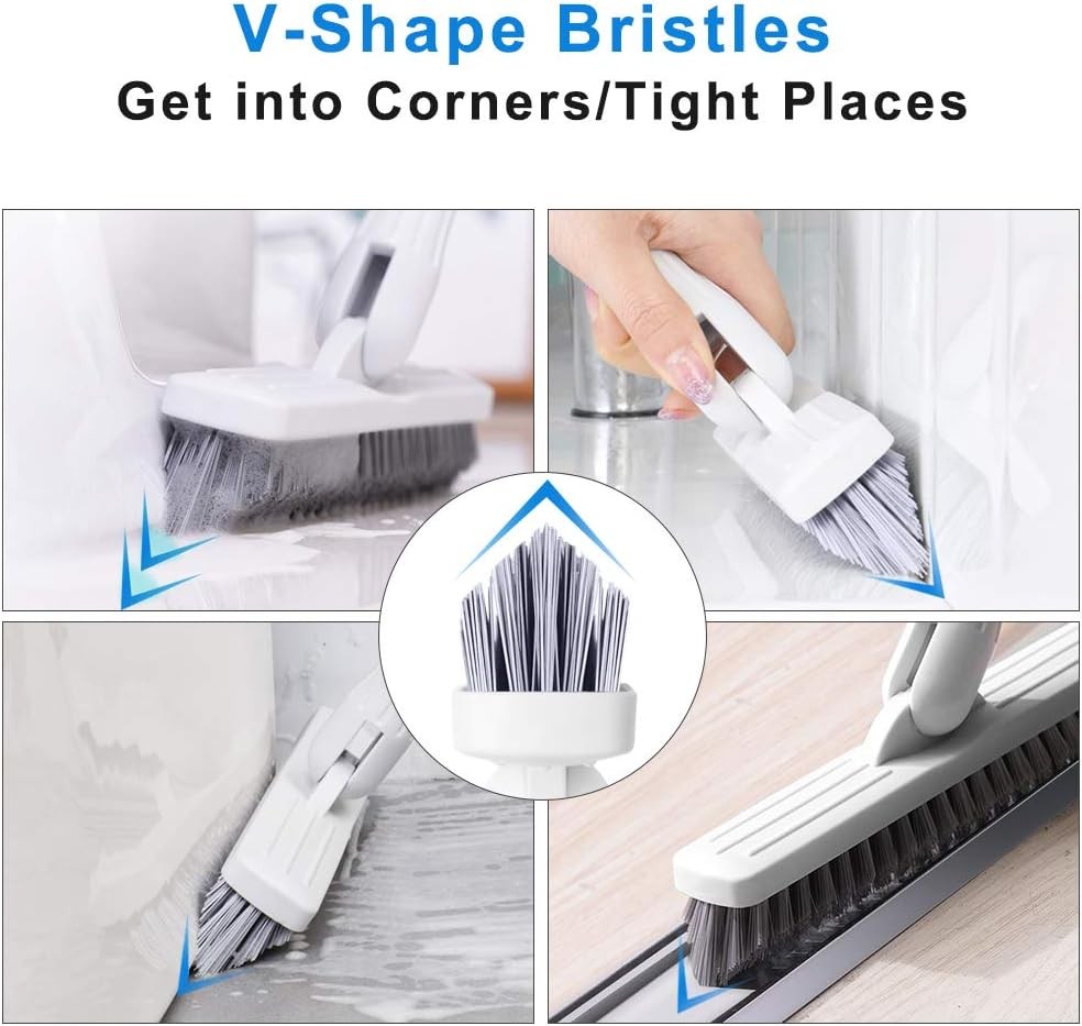 Floor Scrub Brush Bathroom Long Handle Bathtub Push Broom Shower Tile Grout