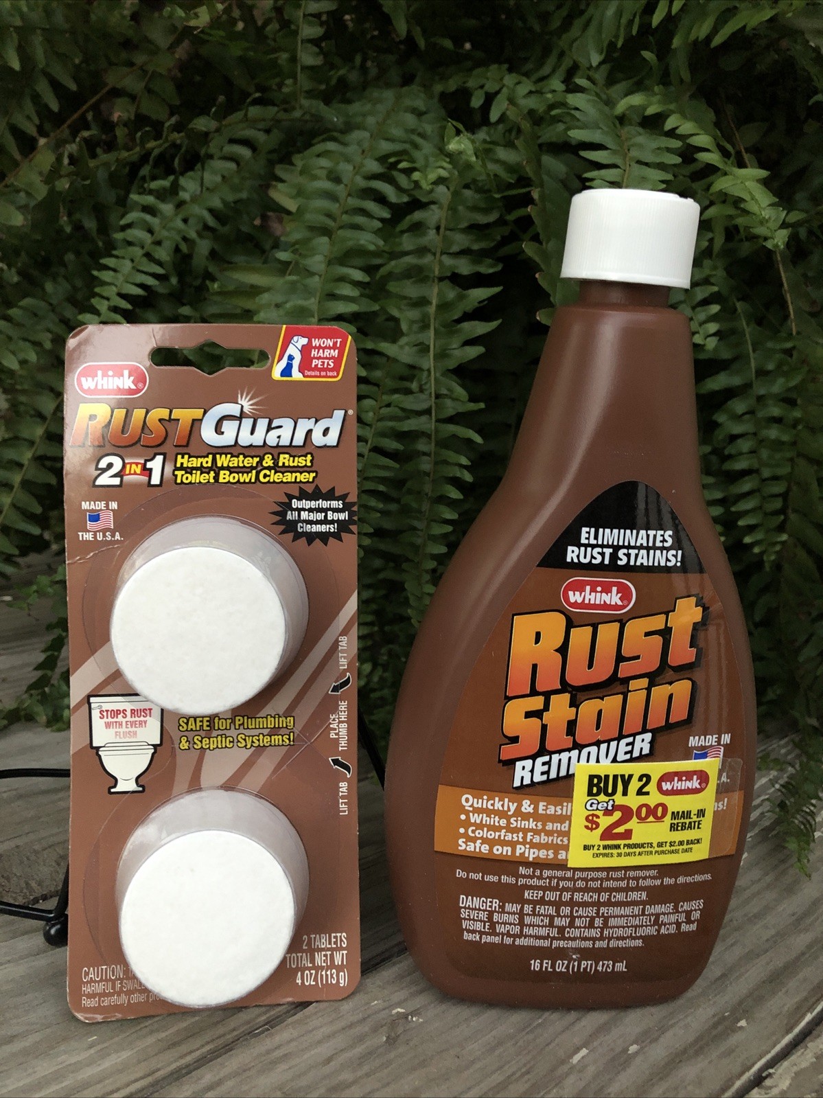 WHINK 2 Rust Guard Tablets & Rust Stain Remover Liquid 16 oz Toilet Bowl Cleaner