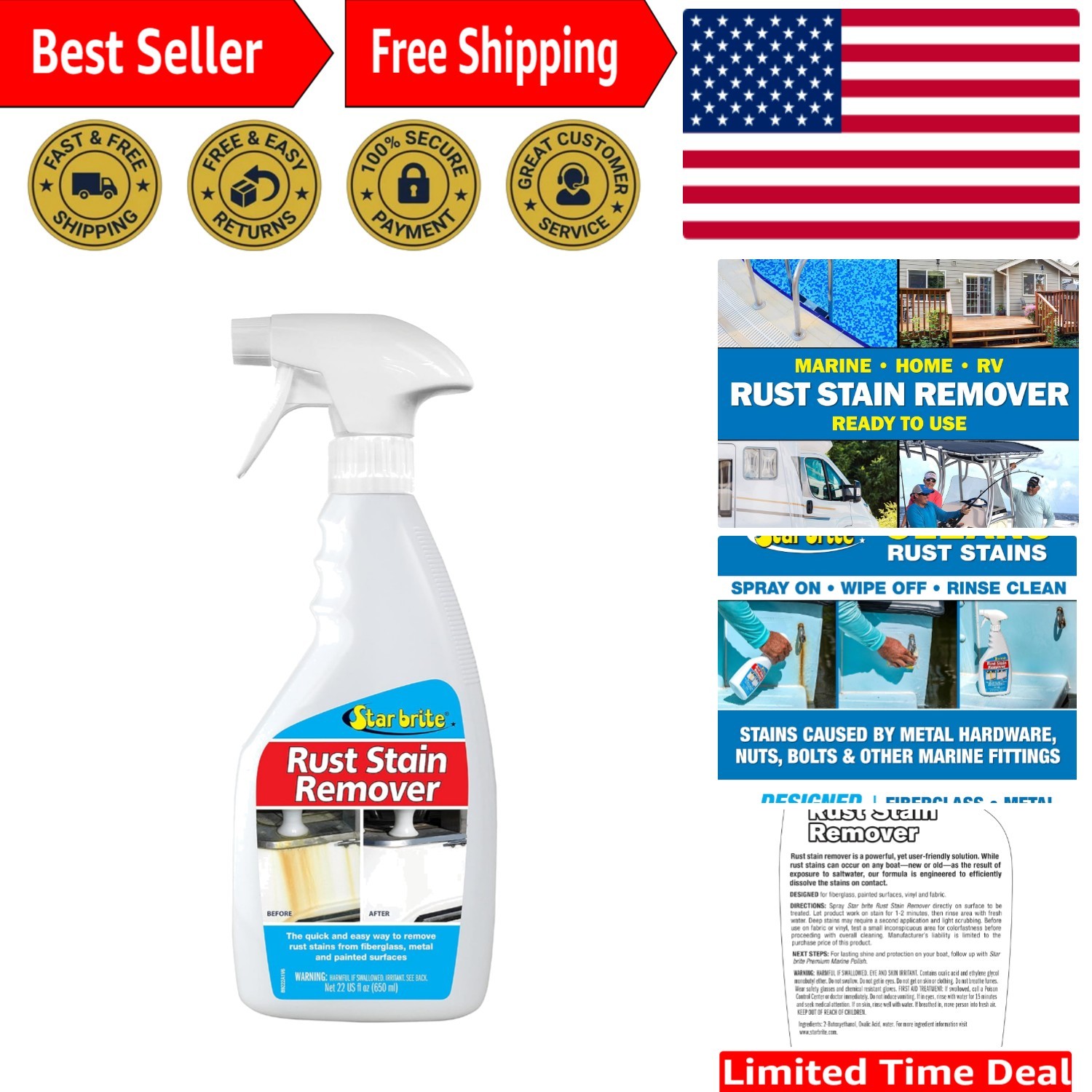 Easily Remove Corrosion Stains with Star Brite Rust Remover Spray – 22 Oz