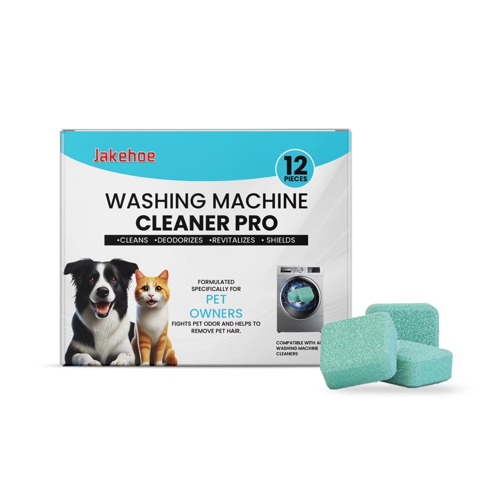 12PCS Washing Machine Cleaner Tablets Pet Hair Remover Odor Eliminator