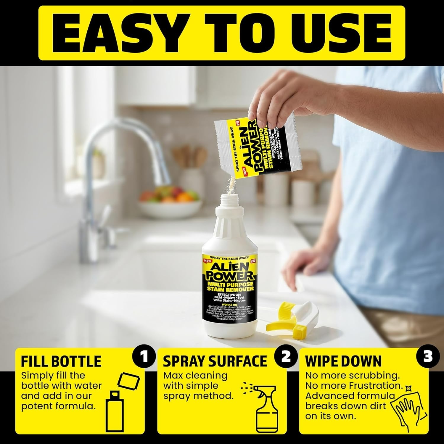 72 Fl Oz Alien Power Instant Spray – Multi-Purpose Mold & Mildew Remover 3-Pack