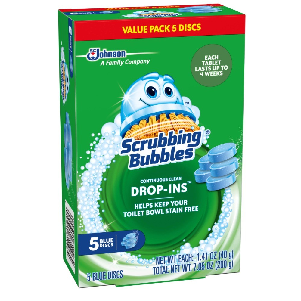 One Toilet Bowl Cleaner Tablet Lasts Up to 4 Weeks, 5 Blue Discs, 7.05 oz