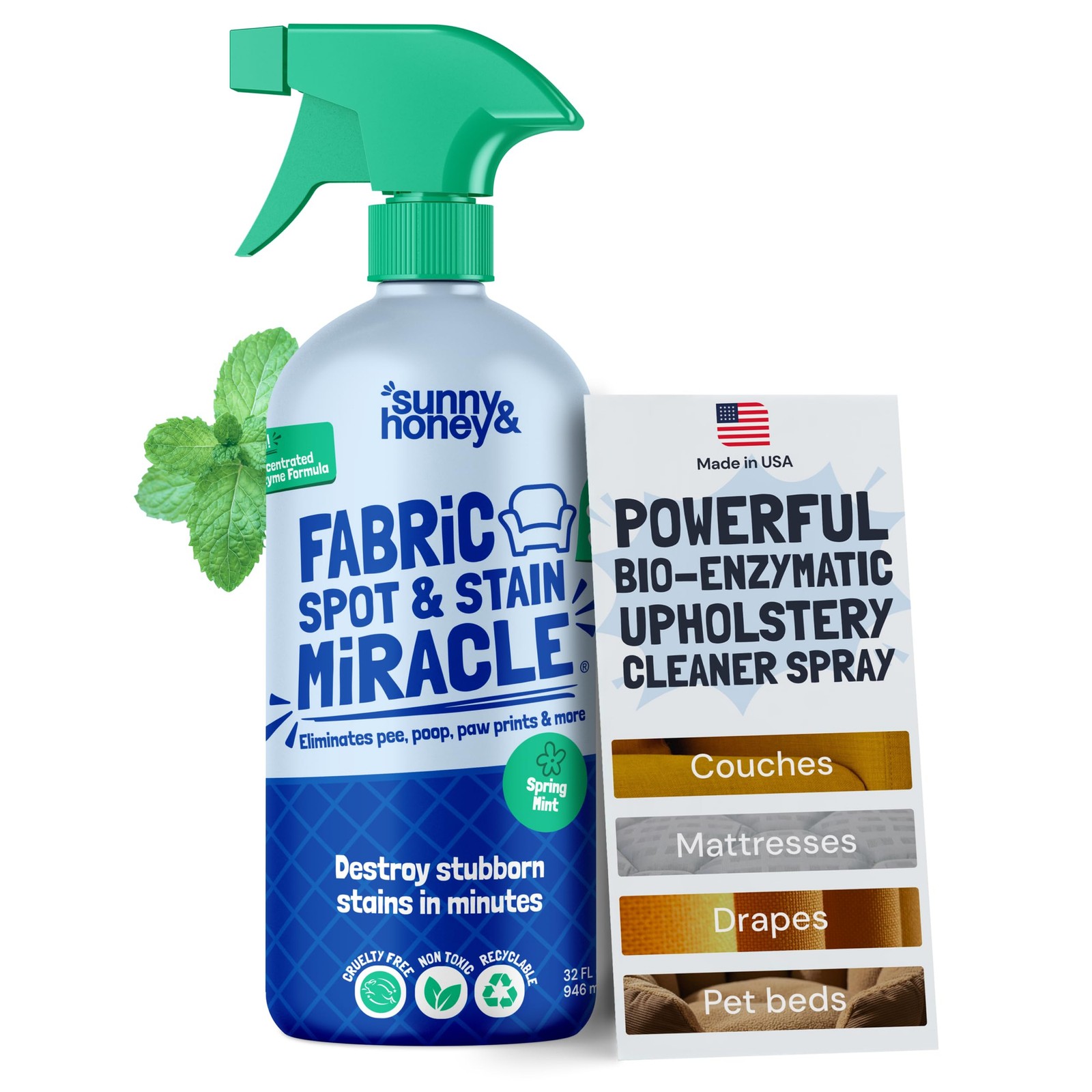 Sunny & Honey Upholstery Cleaner Spray for Furniture & Fabrics, 32floz Mint | Ma
