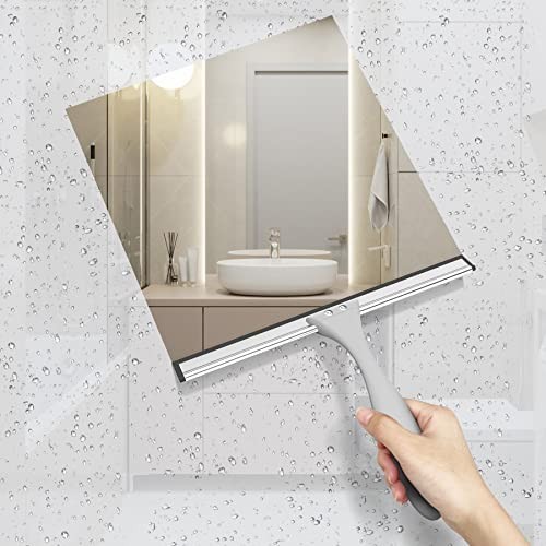 Squeegee for Shower Glass 10 Inch Silicone Blade with Adhesive Hook Window