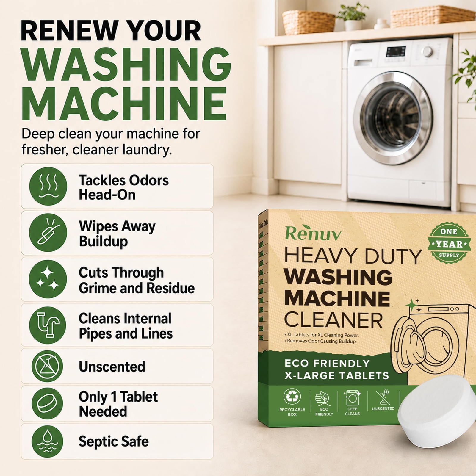 ® Heavy Duty Washing Machine Cleaner and Descaler – Deep Cleaning Tablets For…